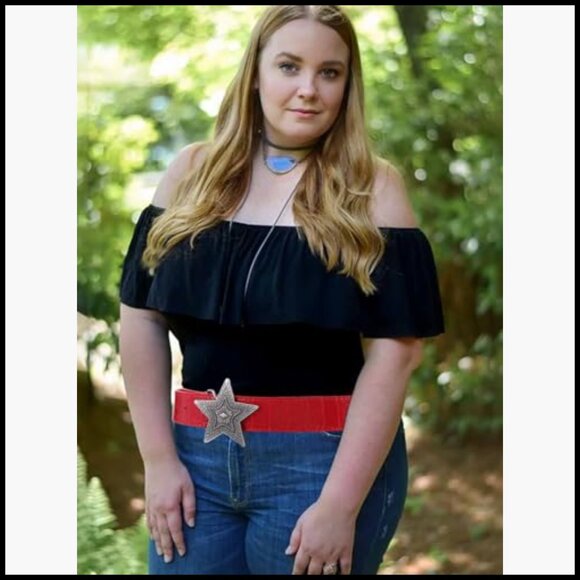 Red Cowgirl Belt with Star Buckle, Faux Leather, Adjustable main image 6